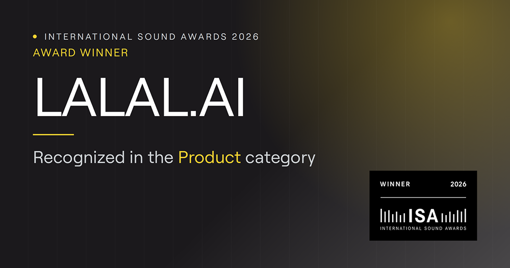 LALAL.AI Wins the International Sound Awards 2026 in the Product Category